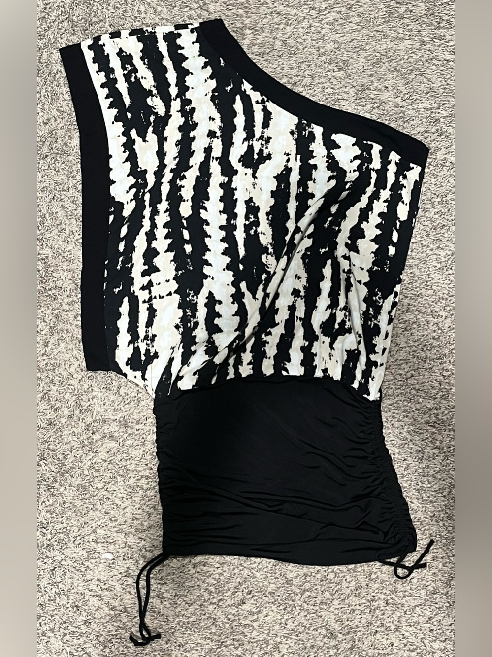 Monaco Large One-Shoulder Black and White Animal Print Top or dress